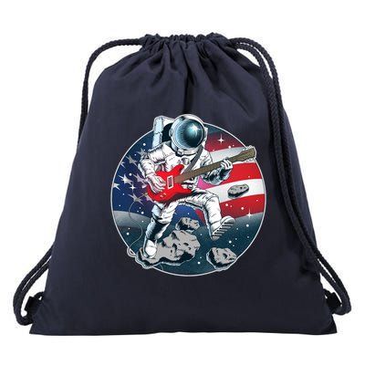 American USA Flag Rocking Space Astronaut Drawstring Bag