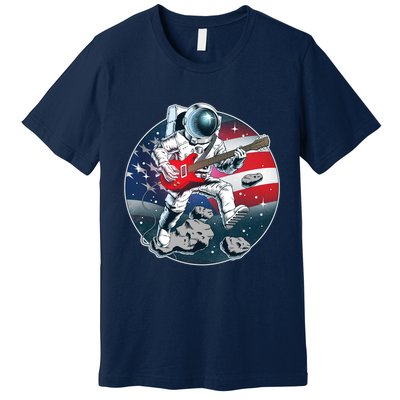 American USA Flag Rocking Space Astronaut Premium T-Shirt