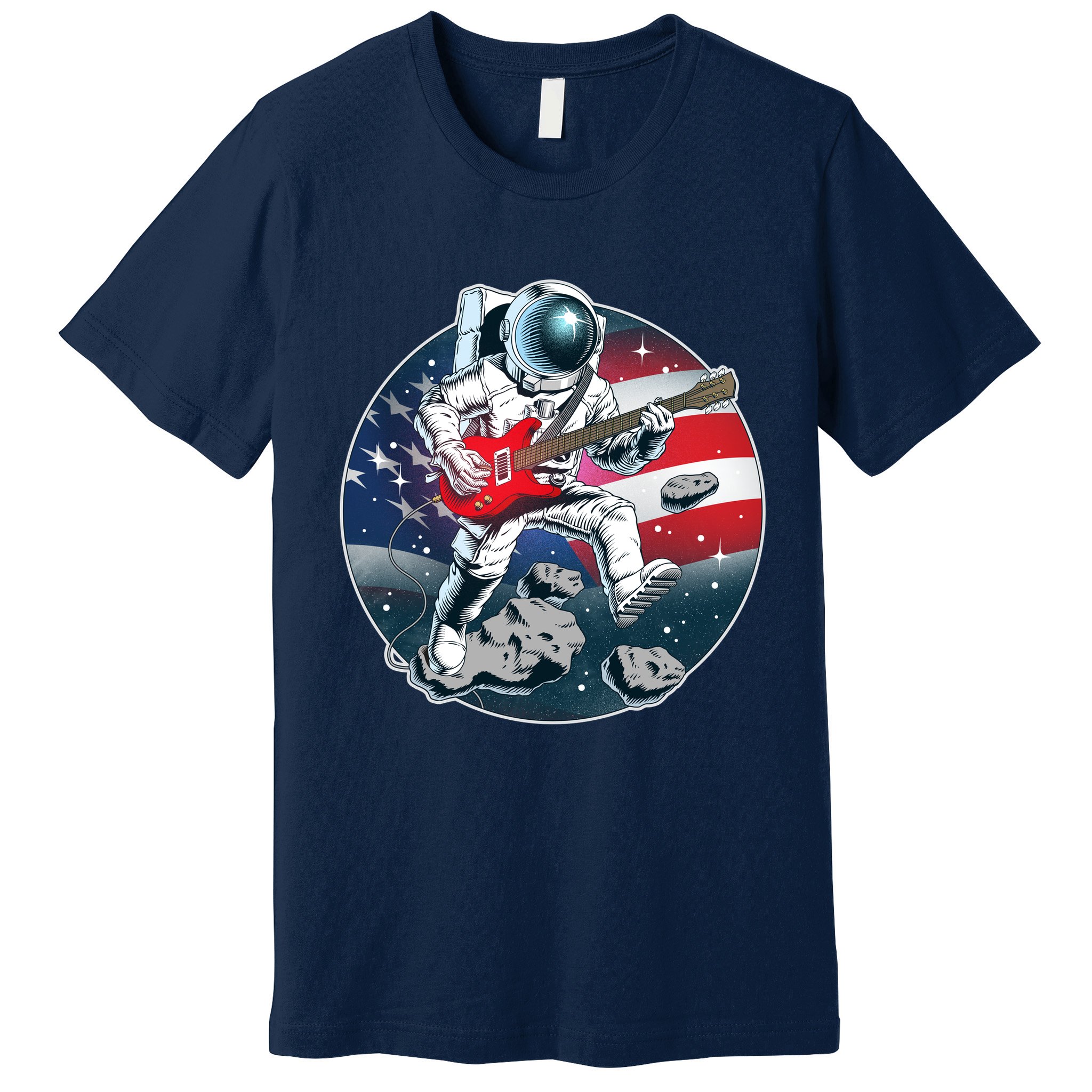 American USA Flag Rocking Space Astronaut Premium T-Shirt