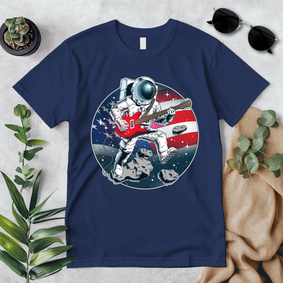 American USA Flag Rocking Space Astronaut Premium T-Shirt