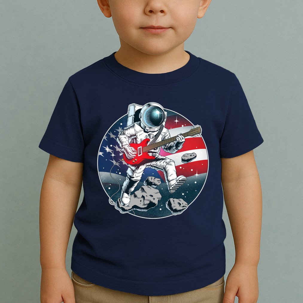American USA Flag Rocking Space Astronaut Toddler T-Shirt