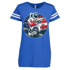 American USA Flag Rocking Space Astronaut Enza Ladies Jersey Football T-Shirt