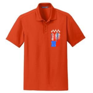 American Usa Flag Fireworks Fighter Jets Dry Zone Grid Polo