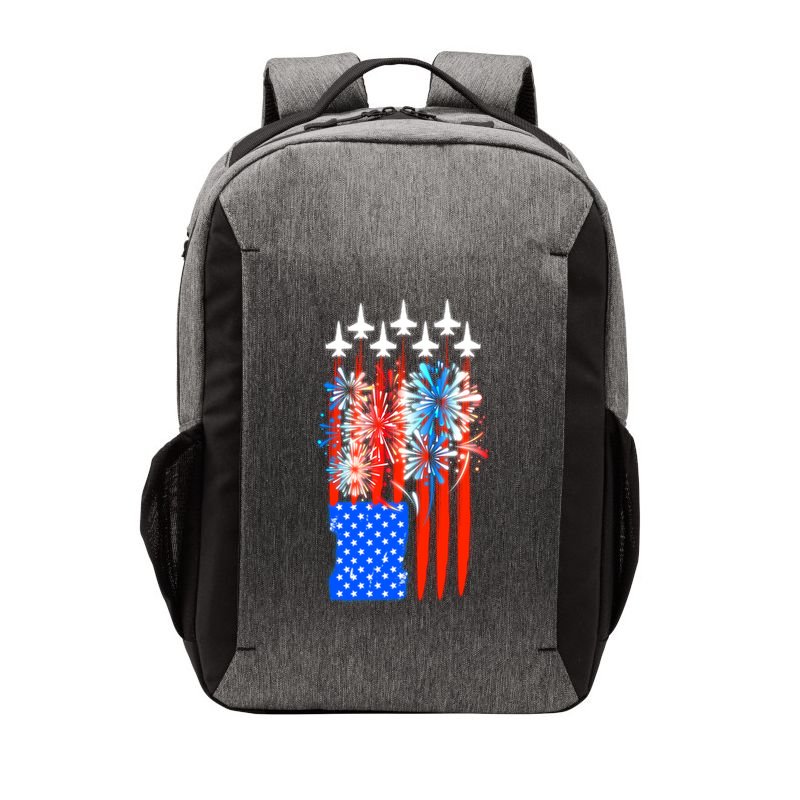 American Usa Flag Fireworks Fighter Jets Vector Backpack