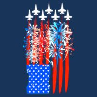 American Usa Flag Fireworks Fighter Jets Cooling Performance Crew T-Shirt