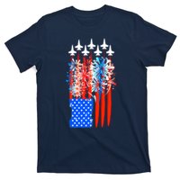 American Usa Flag Fireworks Fighter Jets T-Shirt