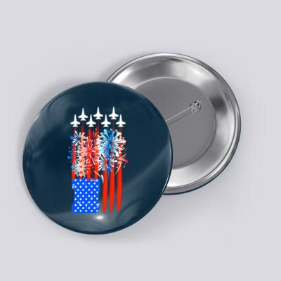 American Usa Flag Fireworks Fighter Jets Button