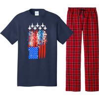 American Usa Flag Fireworks Fighter Jets Pajama Set