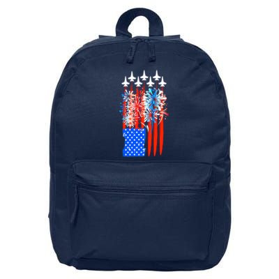 American Usa Flag Fireworks Fighter Jets 16 in Basic Backpack