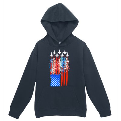 American Usa Flag Fireworks Fighter Jets Urban Pullover Hoodie