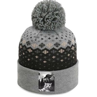 Alien UFO Funny Cat Selfie The Baniff Cuffed Pom Beanie