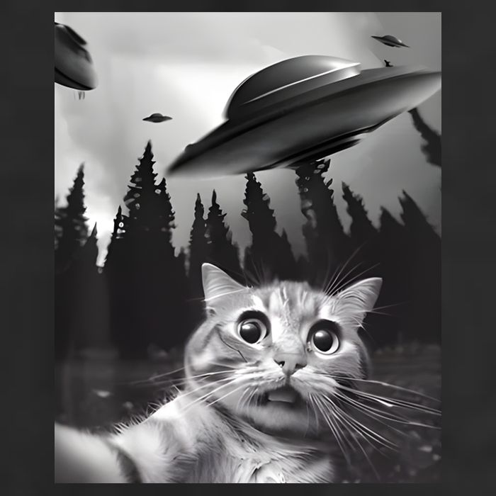 Alien UFO Funny Cat Selfie Cool Comfort Performance Bucket Hat
