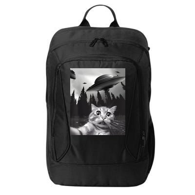 Alien UFO Funny Cat Selfie City Backpack