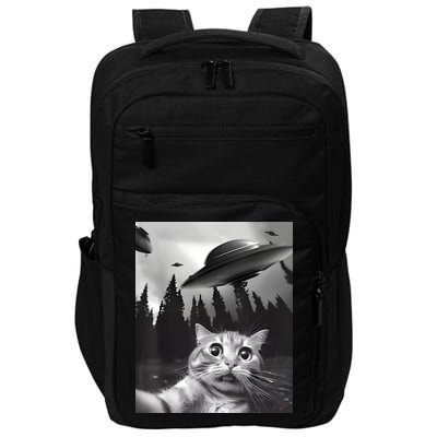 Alien UFO Funny Cat Selfie Impact Tech Backpack