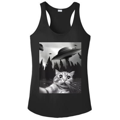 Alien UFO Funny Cat Selfie Ladies PosiCharge Competitor Racerback Tank