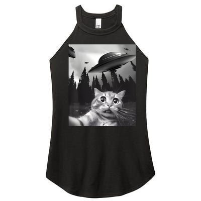 Alien UFO Funny Cat Selfie Women’s Perfect Tri Rocker Tank