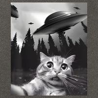 Alien UFO Funny Cat Selfie Cotton Canvas Backpack