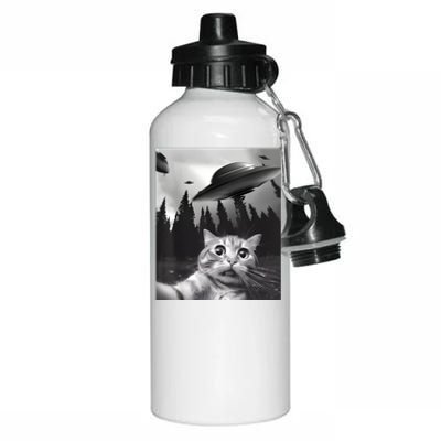 Alien UFO Funny Cat Selfie Aluminum Water Bottle 