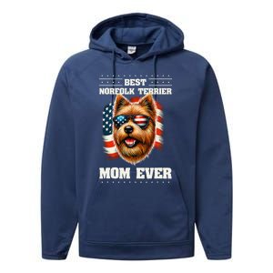 American Usa Flag Norfolk Terrier Terriers 4th Of July Performance Fleece Hoodie