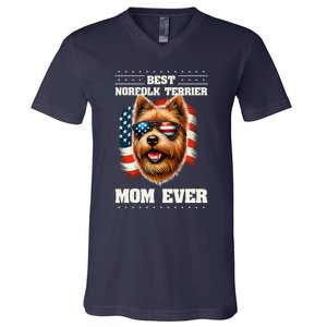 American Usa Flag Norfolk Terrier Terriers 4th Of July V-Neck T-Shirt