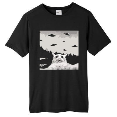 Alien UFO Funny Cat Tall Fusion ChromaSoft Performance T-Shirt