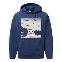 Alien UFO Funny Cat Performance Fleece Hoodie