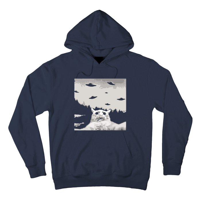 Alien UFO Funny Cat Hoodie