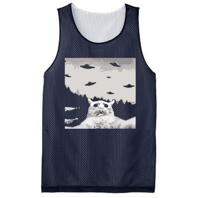 Alien UFO Funny Cat Mesh Reversible Basketball Jersey Tank