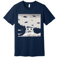 Alien UFO Funny Cat Premium T-Shirt