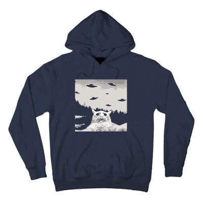 Alien UFO Funny Cat Tall Hoodie