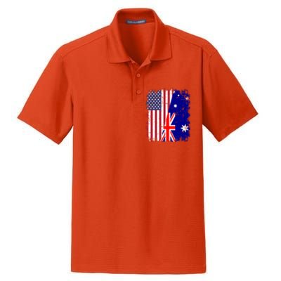 Australia Usa Flag Great Gift Dry Zone Grid Polo