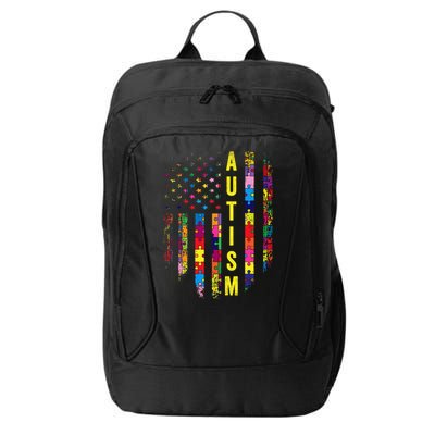 Autism USA Flag Autistic Awareness Pride Month City Backpack