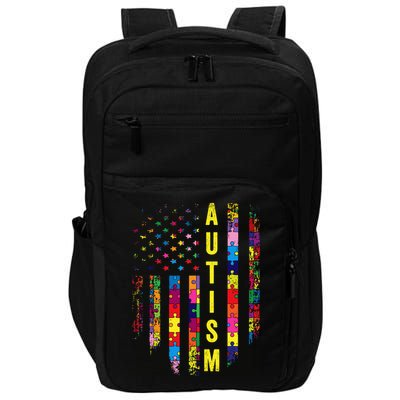 Autism USA Flag Autistic Awareness Pride Month Impact Tech Backpack