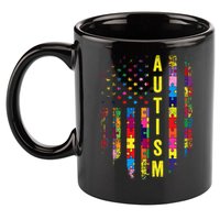 Autism USA Flag Autistic Awareness Pride Month 11oz C Handle Ceramic Mug