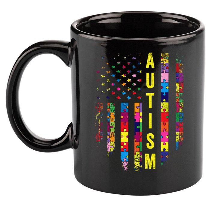 Autism USA Flag Autistic Awareness Pride Month 11oz C Handle Ceramic Mug