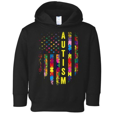 Autism USA Flag Autistic Awareness Pride Month Toddler Hoodie