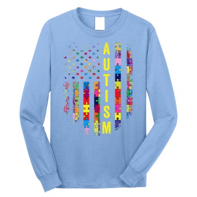 Autism USA Flag Autistic Awareness Pride Month Long Sleeve Shirt