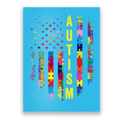 Autism USA Flag Autistic Awareness Pride Month Poster