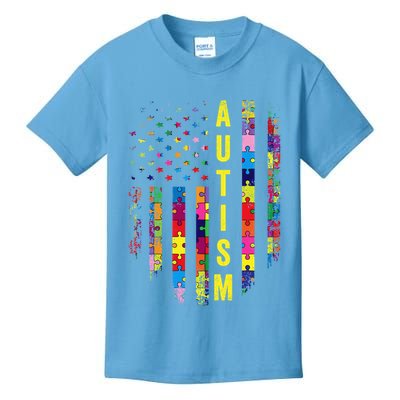 Autism USA Flag Autistic Awareness Pride Month Kids T-Shirt