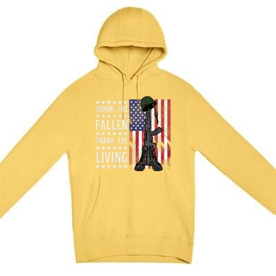 American Us Flag Honor The Fallen Thank Living Memorial Day Gift Premium Pullover Hoodie