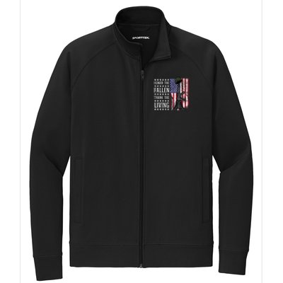 American Us Flag Honor The Fallen Thank Living Memorial Day Gift Stretch Full-Zip Cadet Jacket