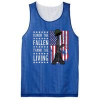 American Us Flag Honor The Fallen Thank Living Memorial Day Gift Mesh Reversible Basketball Jersey Tank