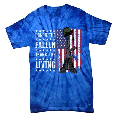 American Us Flag Honor The Fallen Thank Living Memorial Day Gift Tie-Dye T-Shirt