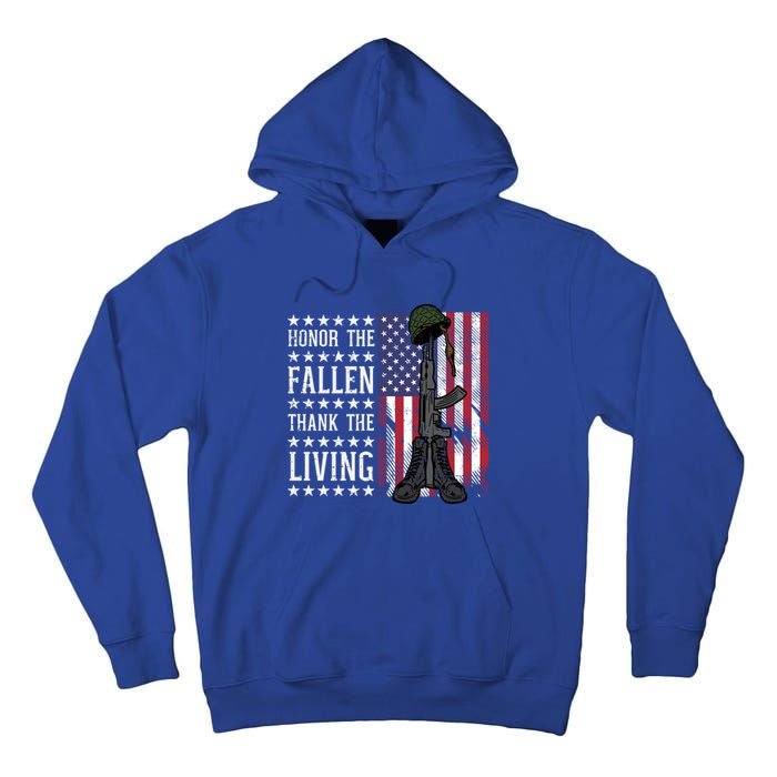 American Us Flag Honor The Fallen Thank Living Memorial Day Gift Tall Hoodie