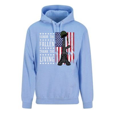 American Us Flag Honor The Fallen Thank Living Memorial Day Gift Unisex Surf Hoodie