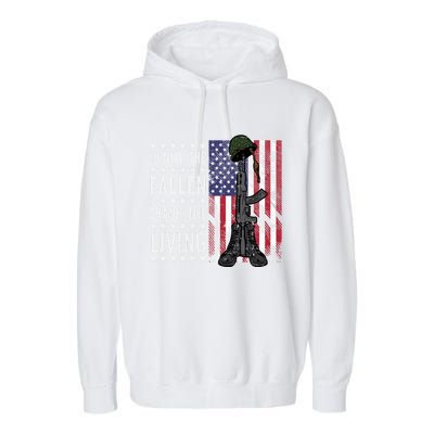 American Us Flag Honor The Fallen Thank Living Memorial Day Gift Garment-Dyed Fleece Hoodie