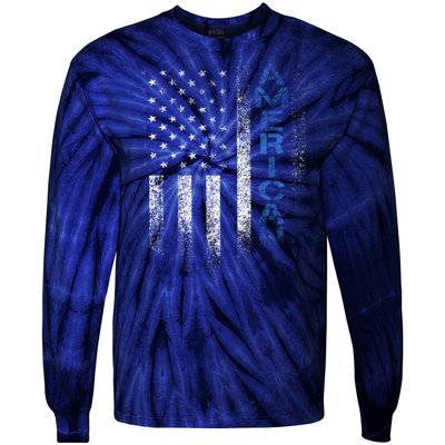 American Usa Flag Tie-Dye Long Sleeve Shirt