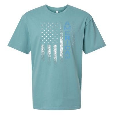 American Usa Flag Sueded Cloud Jersey T-Shirt