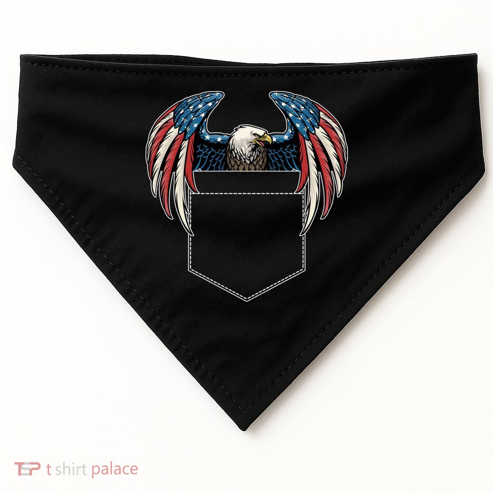 American USA Flag Eagle In Pocket USA-Made Doggie Bandana