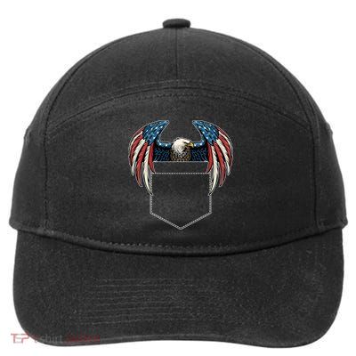American USA Flag Eagle In Pocket 7-Panel Snapback Hat